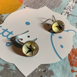 Cabochon style hummingbird earrings